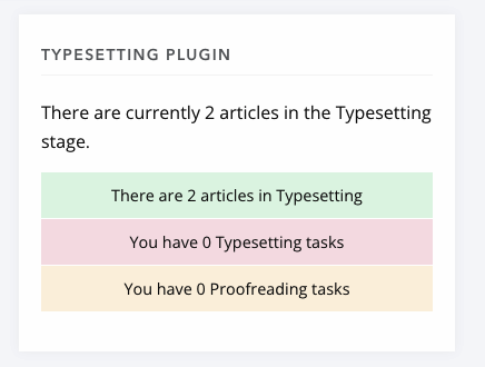 Example of a dashboard template for the typesetting plugin