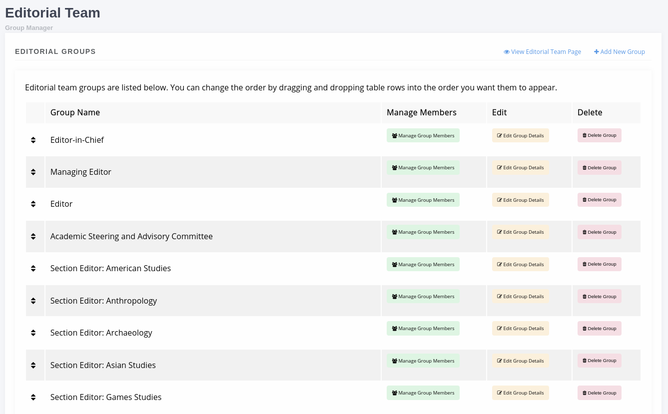 The Editorial Team interface