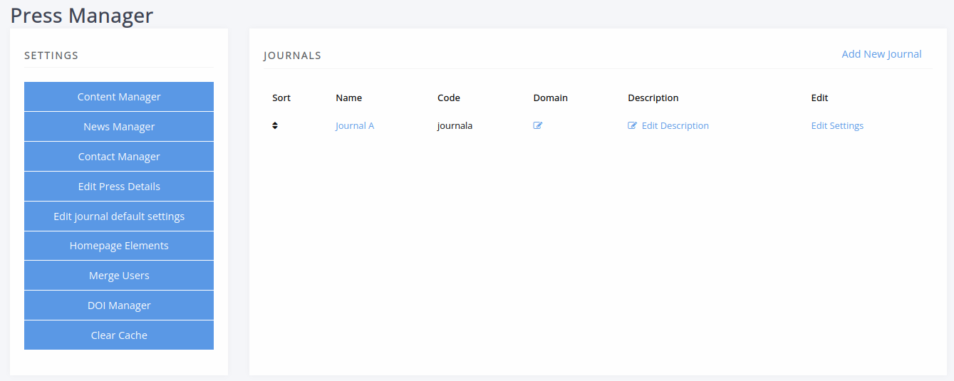 The Press Manager page